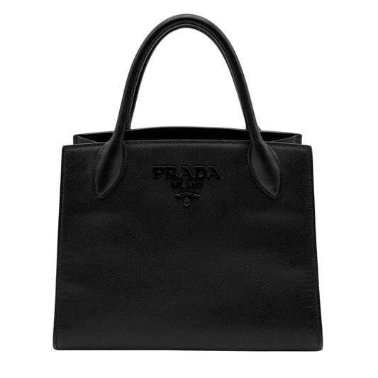 Prada Black Saffiano Top Handle Tote