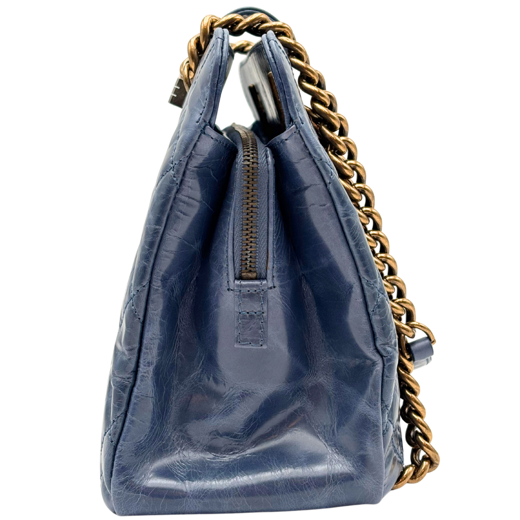 Chanel Glazed Blue Crackle Calfskin 2.55 Tote Bag