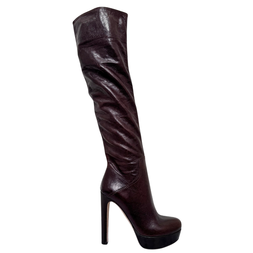 Miu Miu Brown Leather Heeled Boots, 38