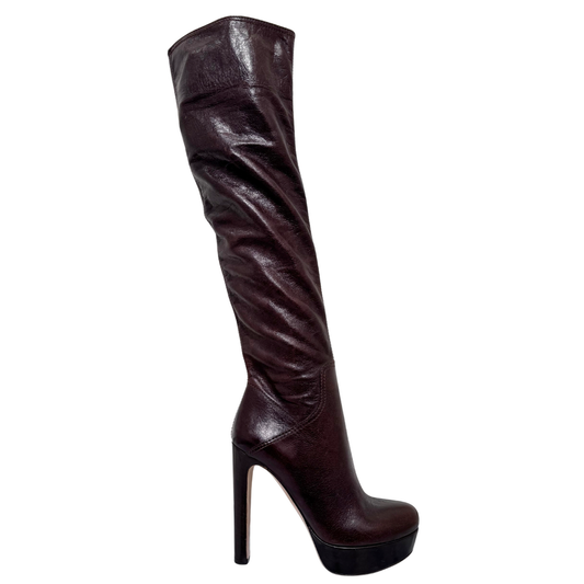 Miu Miu Brown Leather Heeled Boots, 38