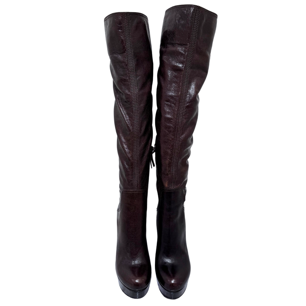 Miu Miu Brown Leather Heeled Boots, 38