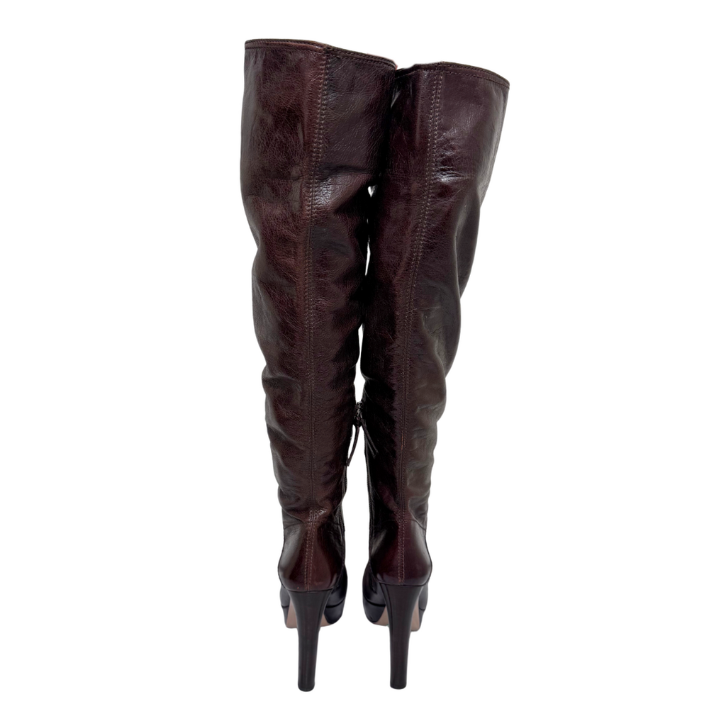 Miu Miu Brown Leather Heeled Boots, 38