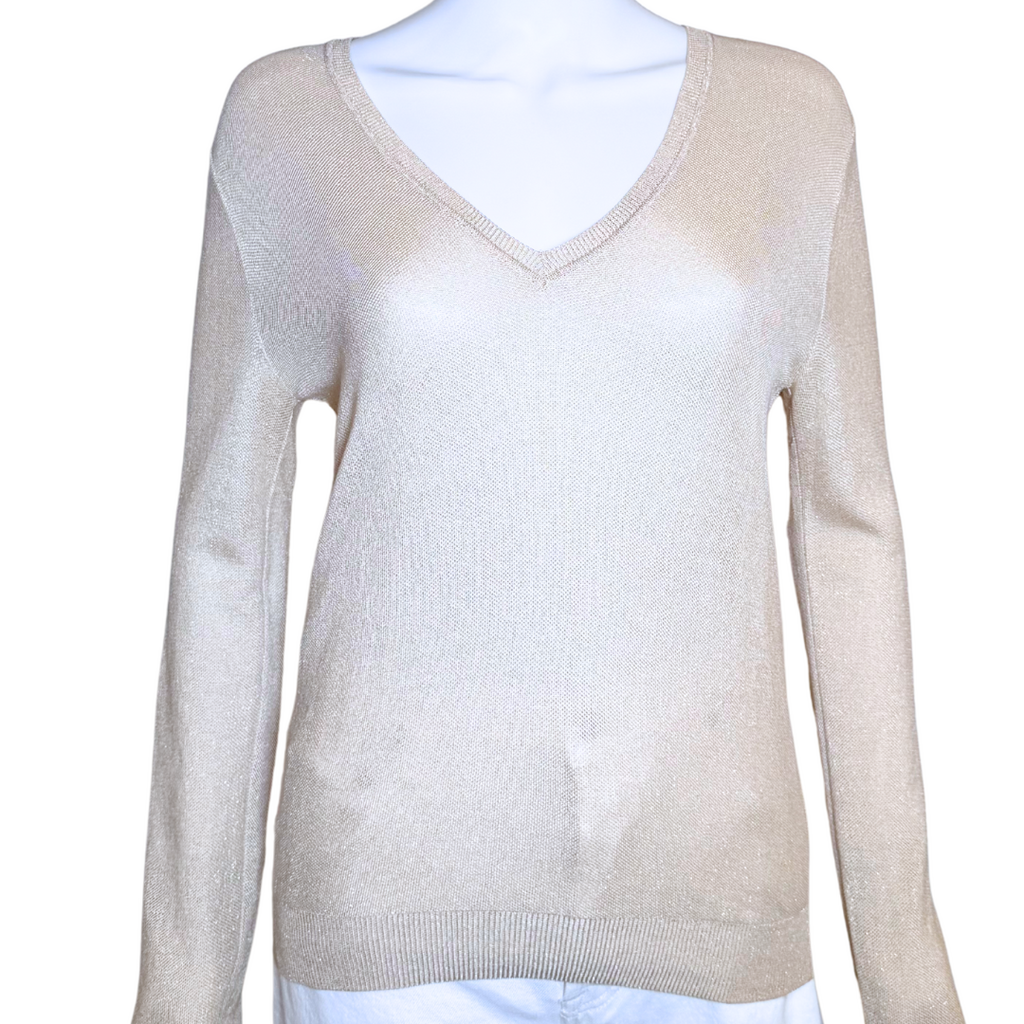 CelineGold Silk Blend V-Neck Sweater, M (2010-2012)