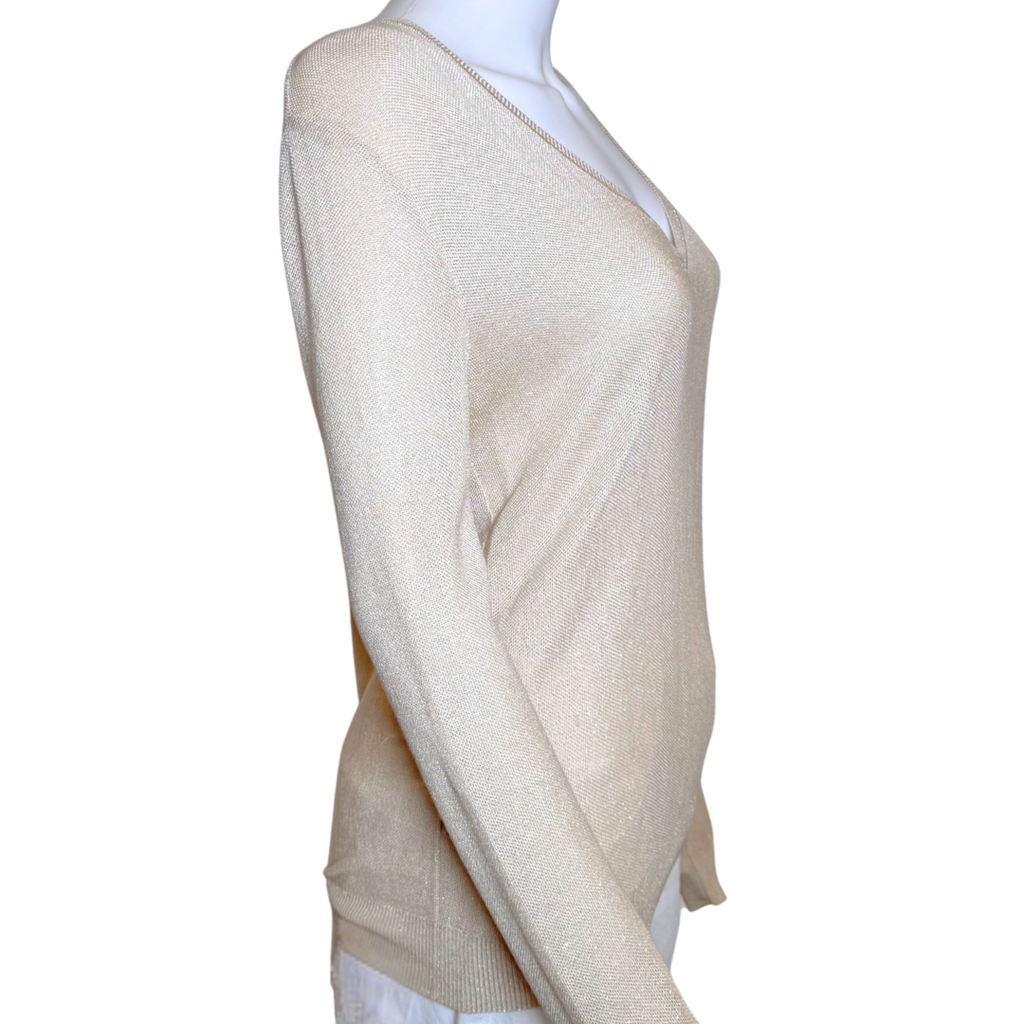 CelineGold Silk Blend V-Neck Sweater, M (2010-2012)