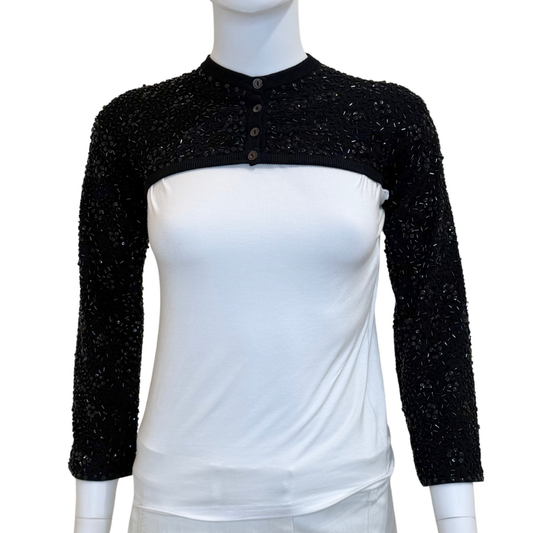 Dolce & Gabbana NWT Vintage (S/S 1999) Black Beaded Bolero, XS