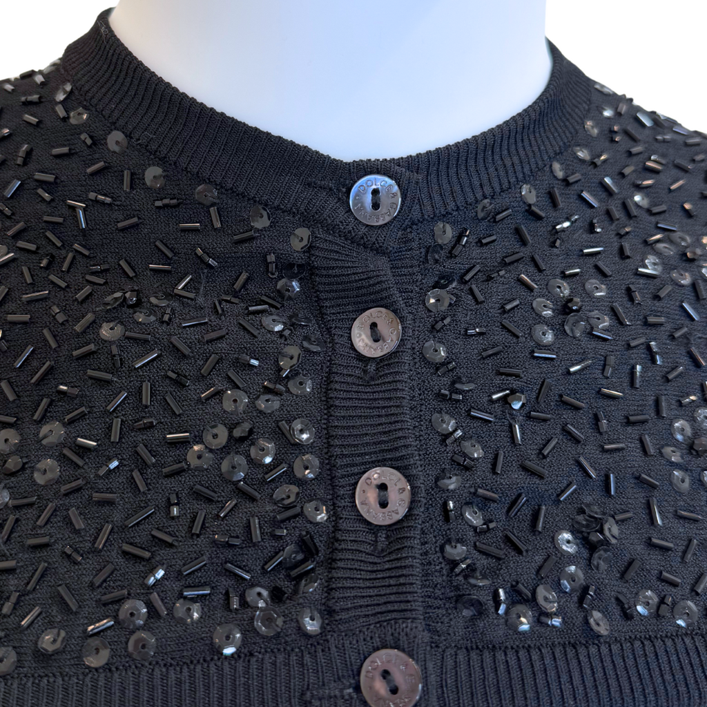 Dolce & Gabbana NWT Vintage (S/S 1999) Black Beaded Bolero, XS