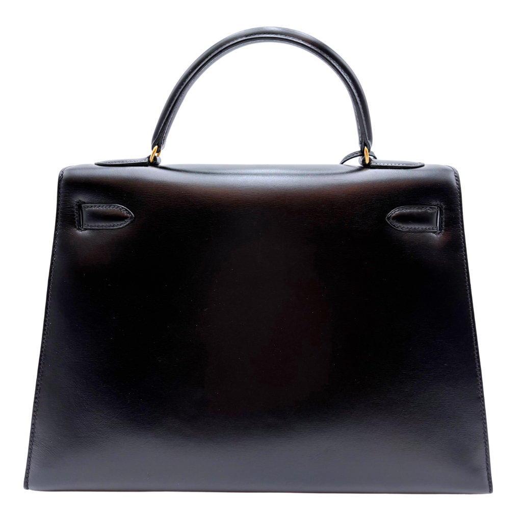 Hermès Kelly Black Box Calf Sellier 32CM Gold HW (1986)