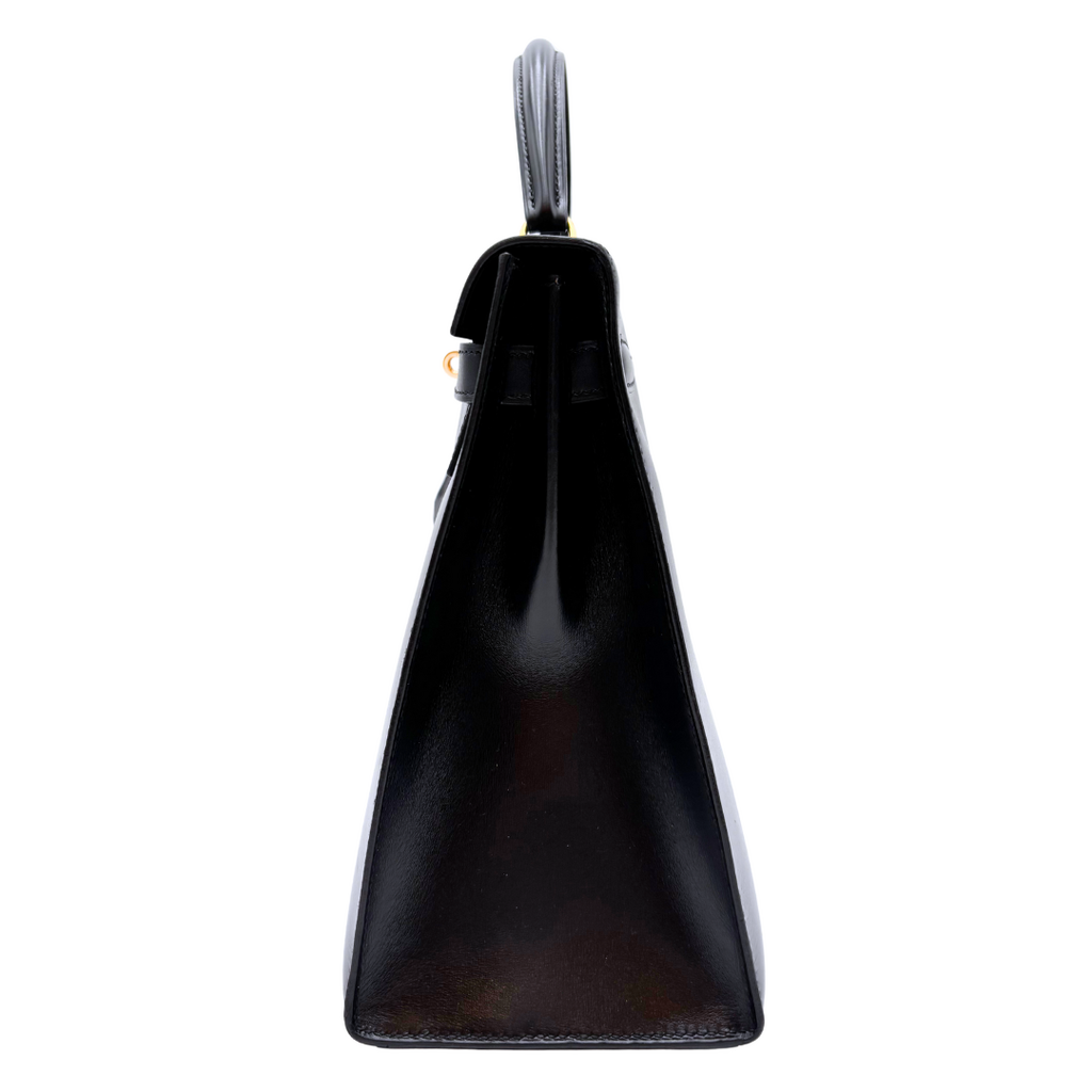 Hermès Kelly Black Box Calf Sellier 32CM Gold HW (1986)