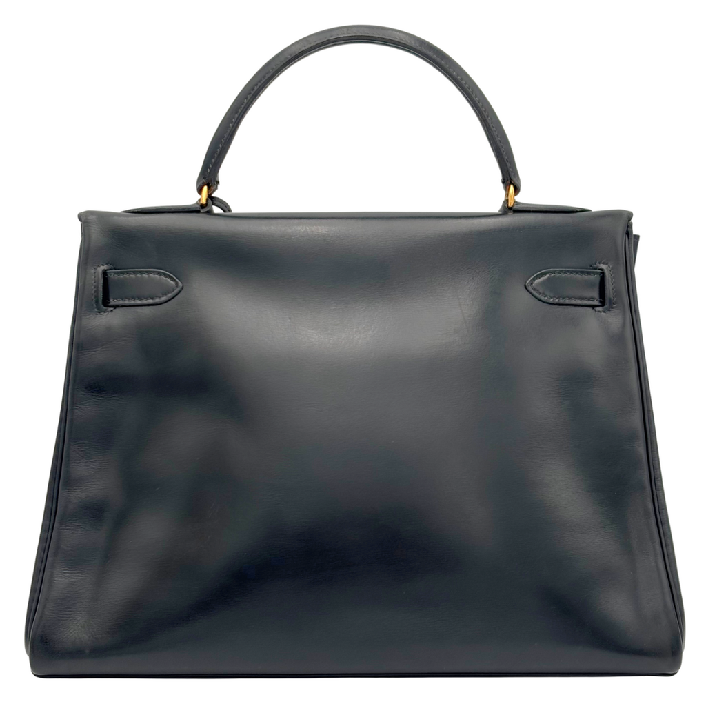 Hermès Kelly Black Box Calf Retourne 32CM Gold HW (1973)