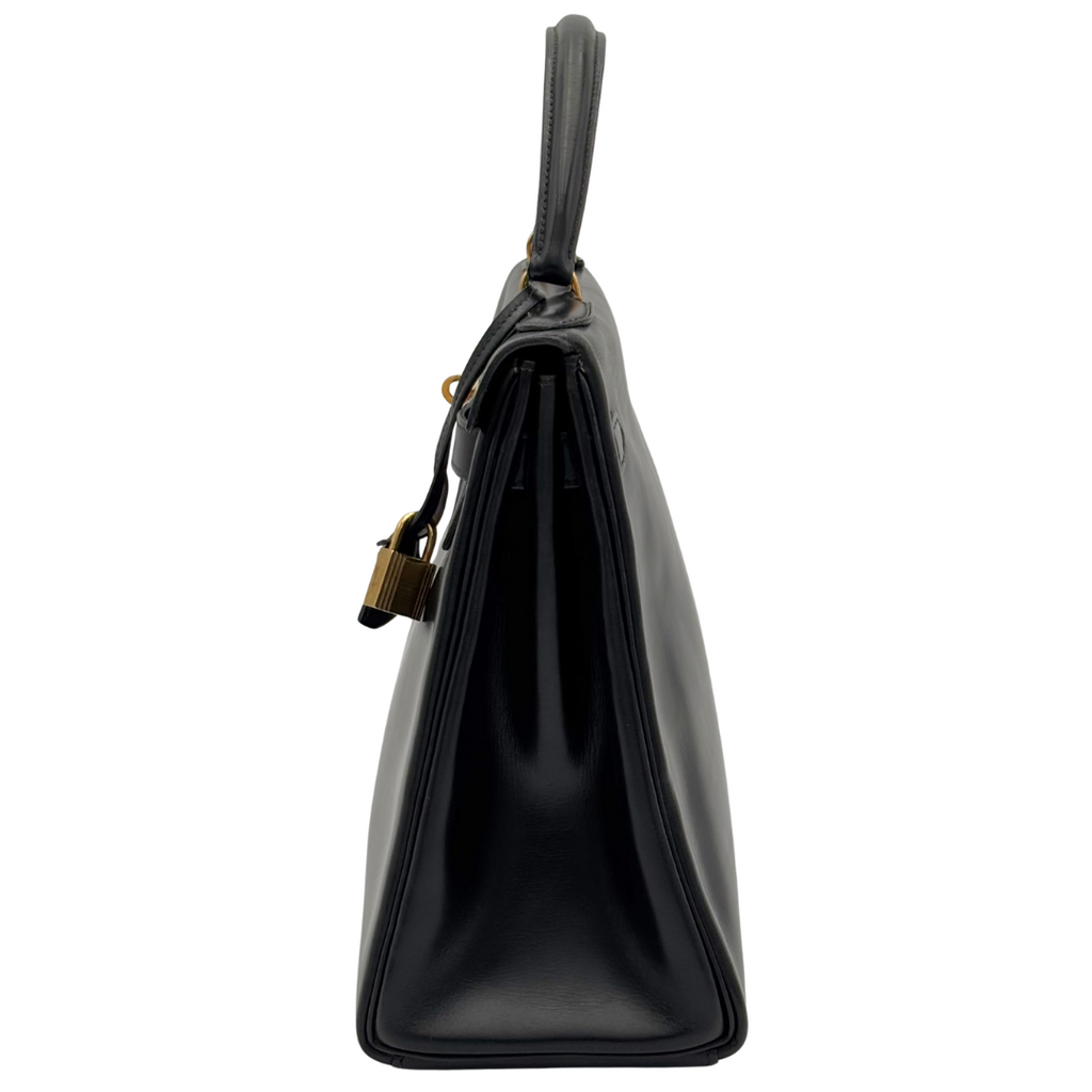 Hermès Kelly Black Box Calf Retourne 32CM Gold HW (1973)