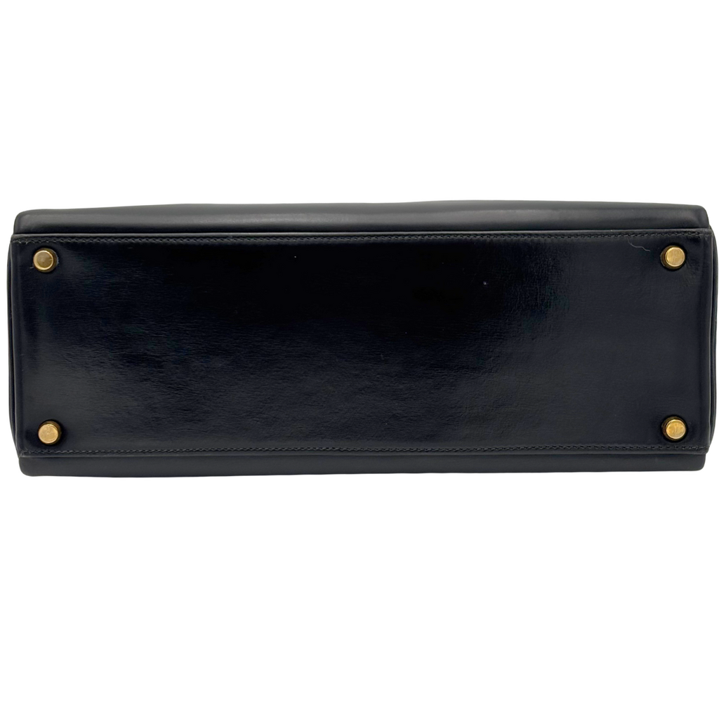 Hermès Kelly Black Box Calf Retourne 32CM Gold HW (1973)