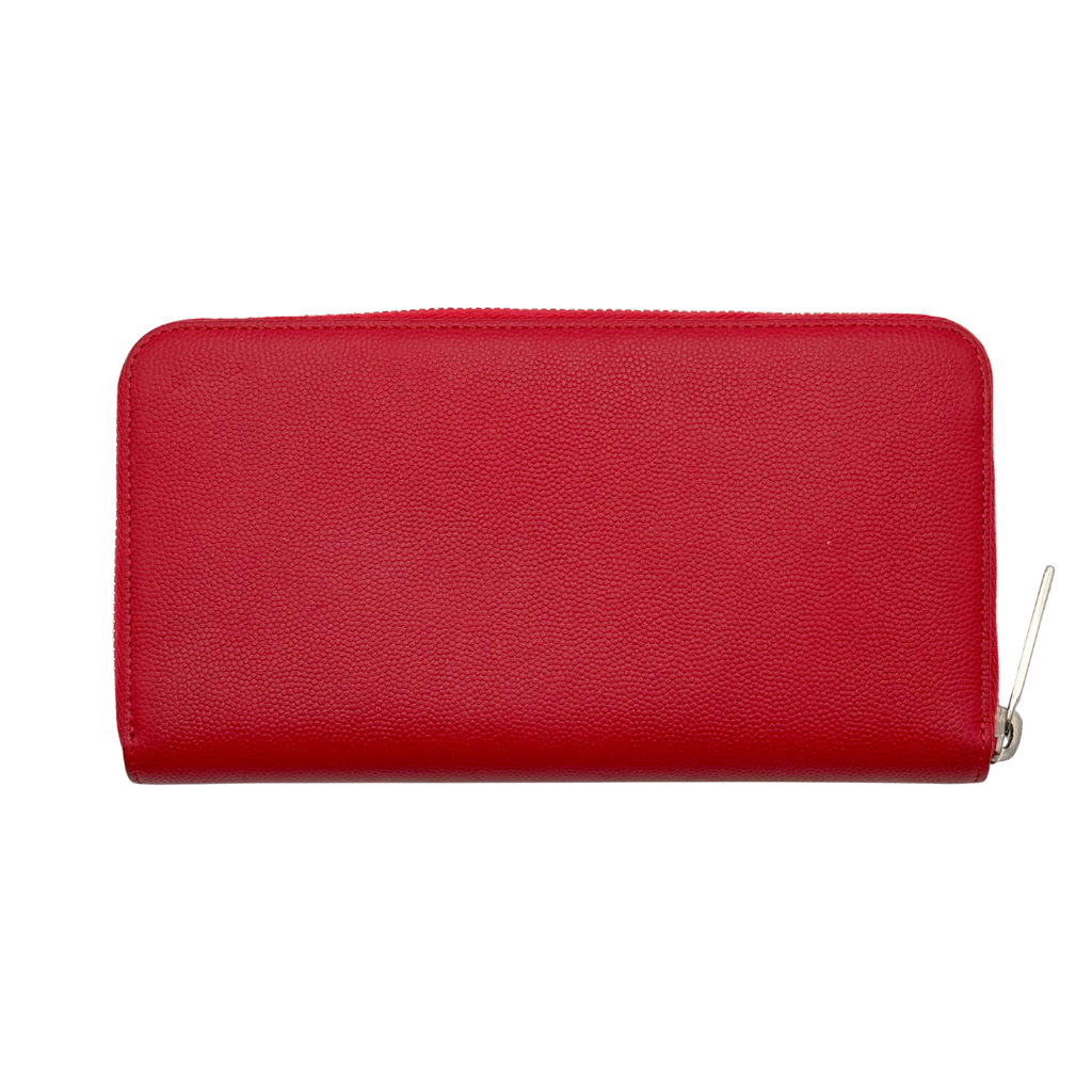 Chanel Red Continental Zip Around Wallet