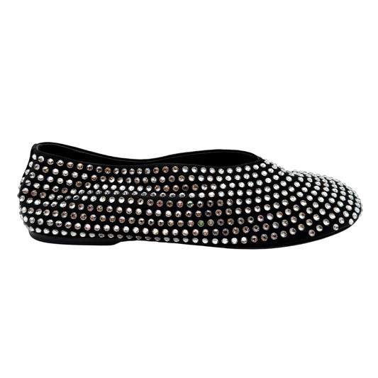 Khaite Black Satin Crystal Embellished Flats, 40