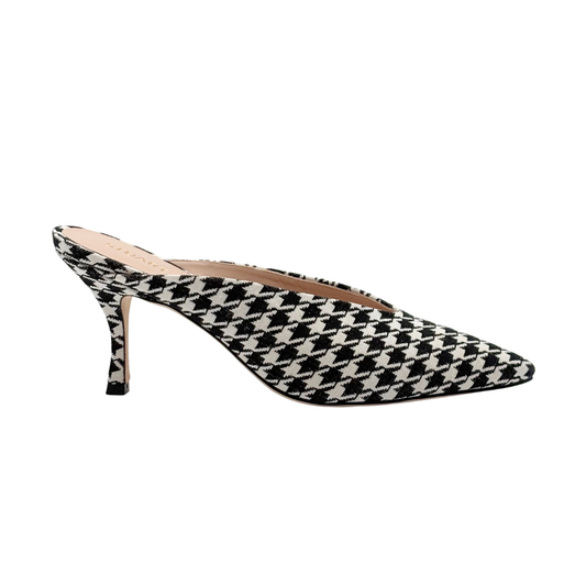Stuart Weitzman Black & White Houndstooth Mules, 9