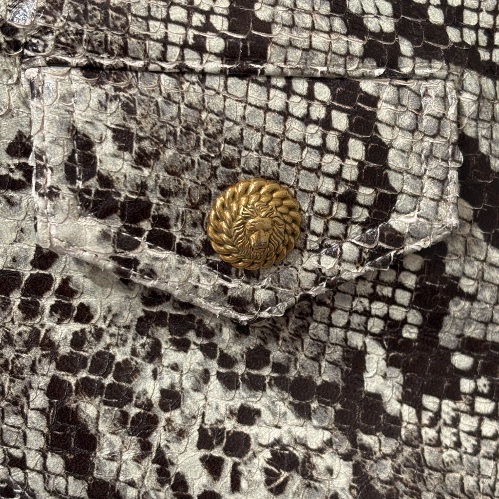 Balmain Snakeskin Belted Moto Jacket, 36