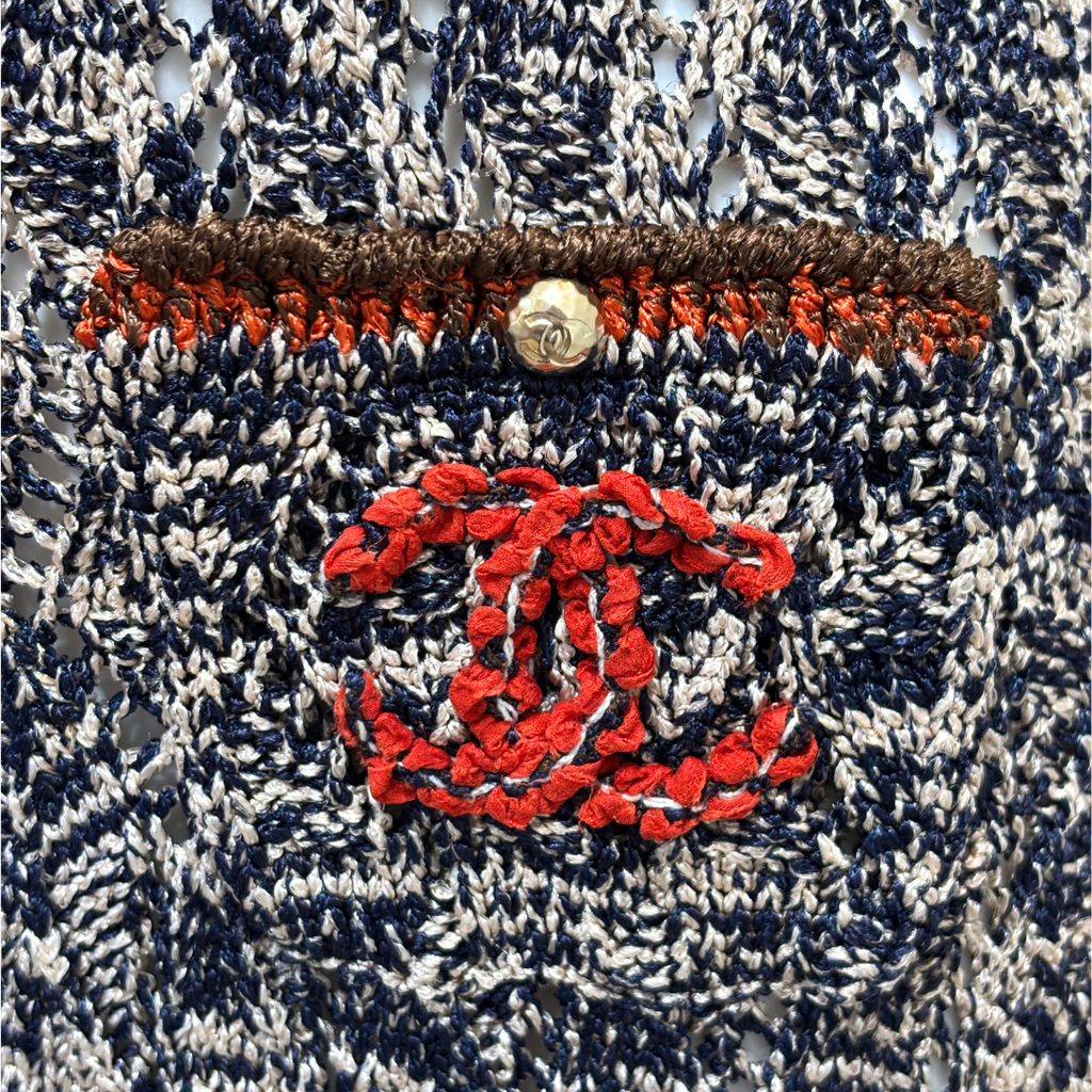 Chanel Navy & Orange Knit Dress, 40