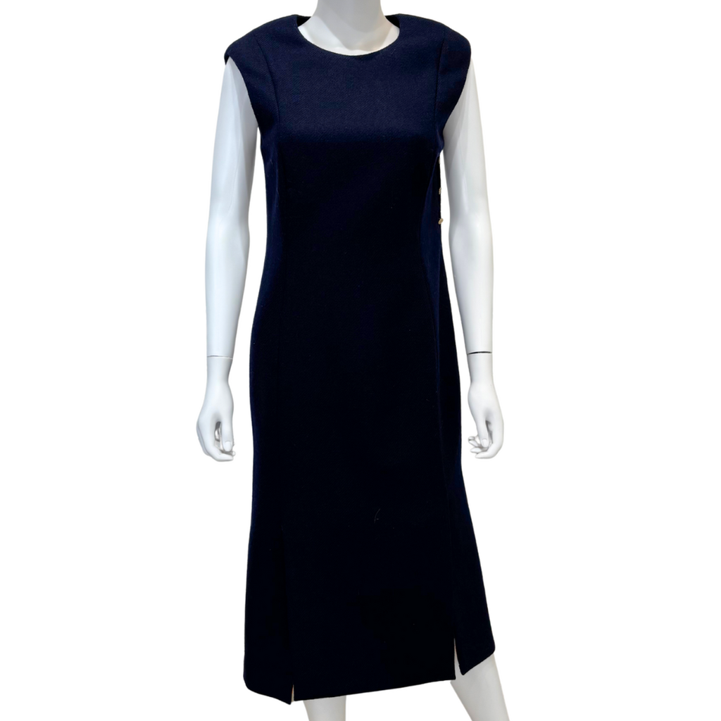 Thom Browne Calf Length Navy Wool Dress, 46 (NWT)