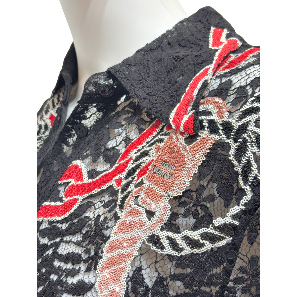 Louis Vuitton Black Lace Button Down Maxi Dress, 36 (NWT)