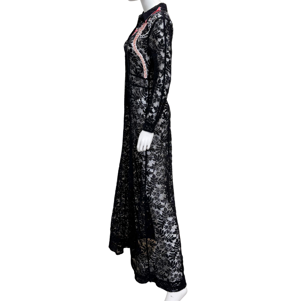 Louis Vuitton Black Lace Button Down Maxi Dress, 36 (NWT)