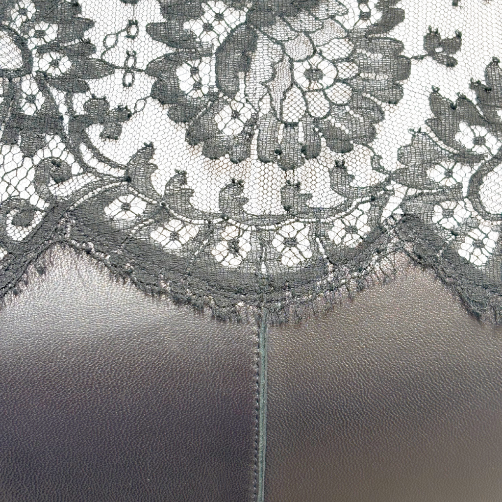 Valentino Garavani Black Leather & Lace Panel Corset Gown, 4