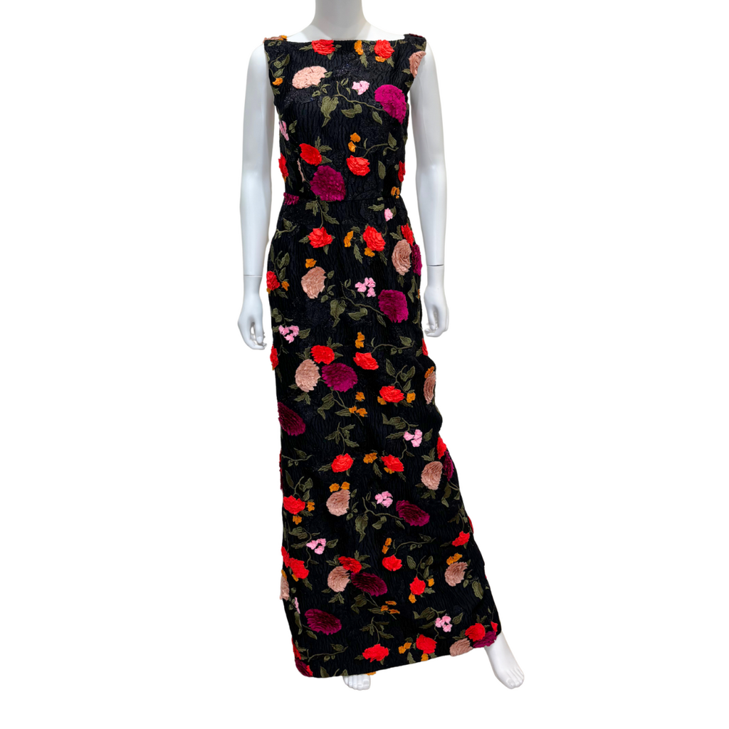 Erdem Black Floral Applique Maxi Dress, 4