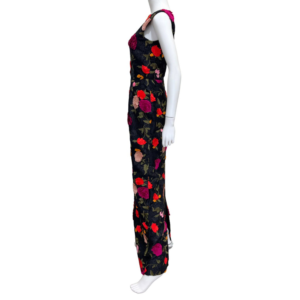 Erdem Black Floral Applique Maxi Dress, 4