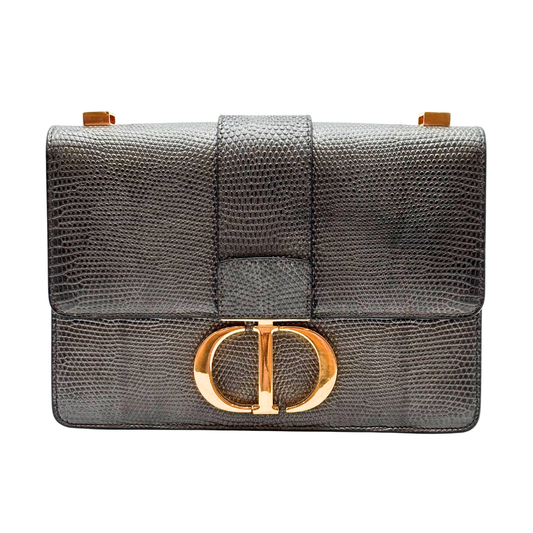 Dior Grey Croc Embossed Montaigne Crossbody