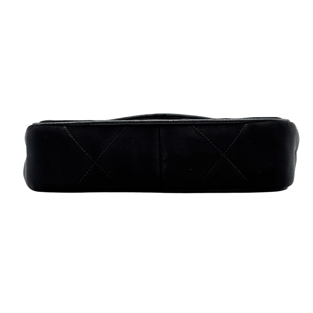 Chanel Black Satin Matelasse Chain Bag (1989-1991)