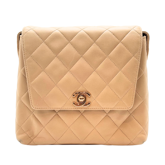Chanel Beige Quilted Leather Shoulder Bag (1996-1997)