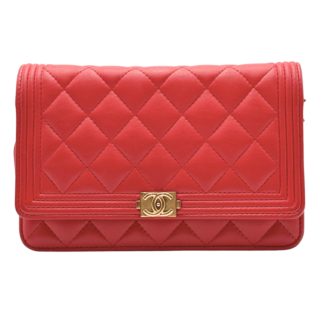 Chanel Red Quilted Leather LeBoy WOC