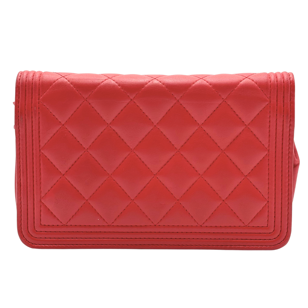 Chanel Red Quilted Leather LeBoy WOC