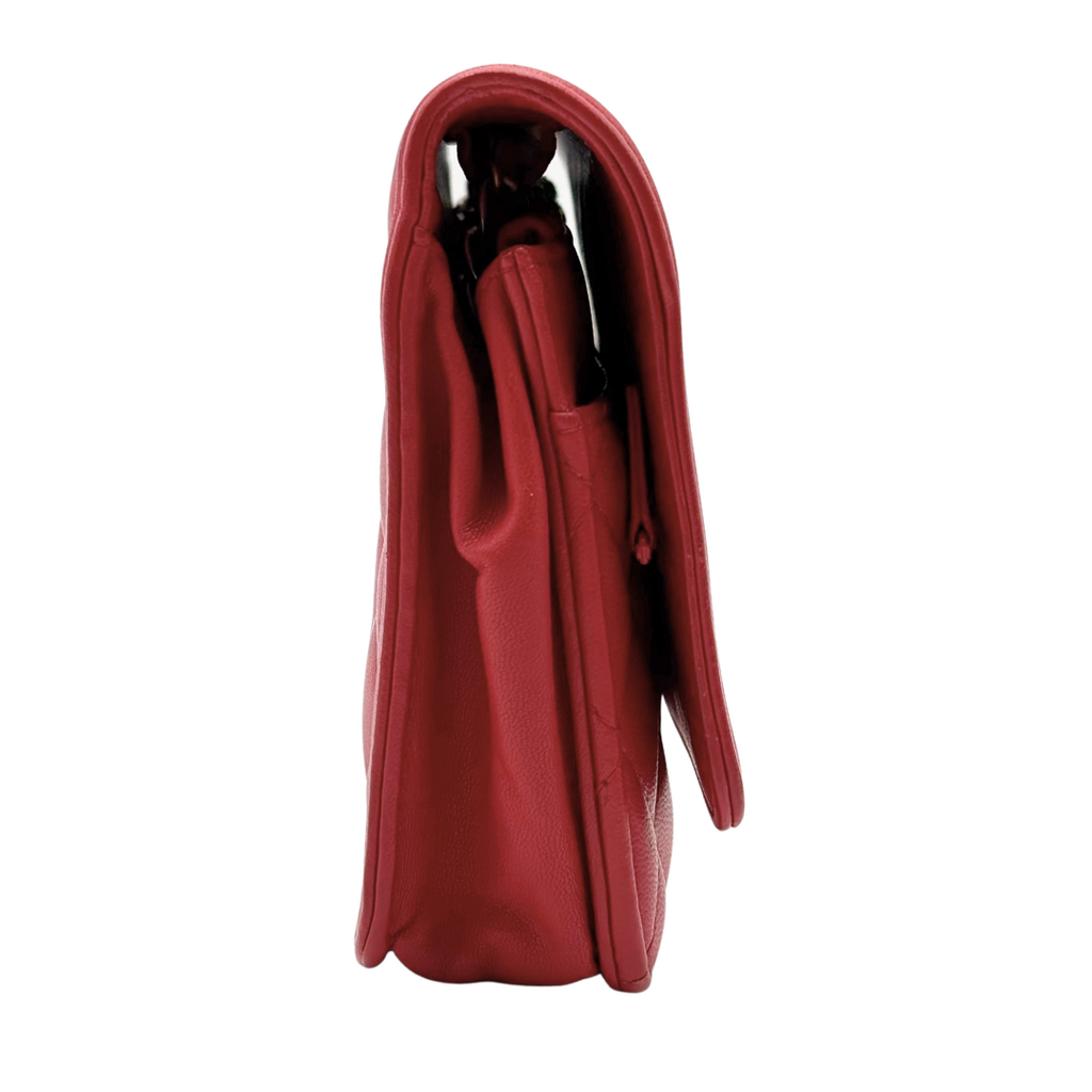 Chanel Red Quilted Leather LeBoy WOC