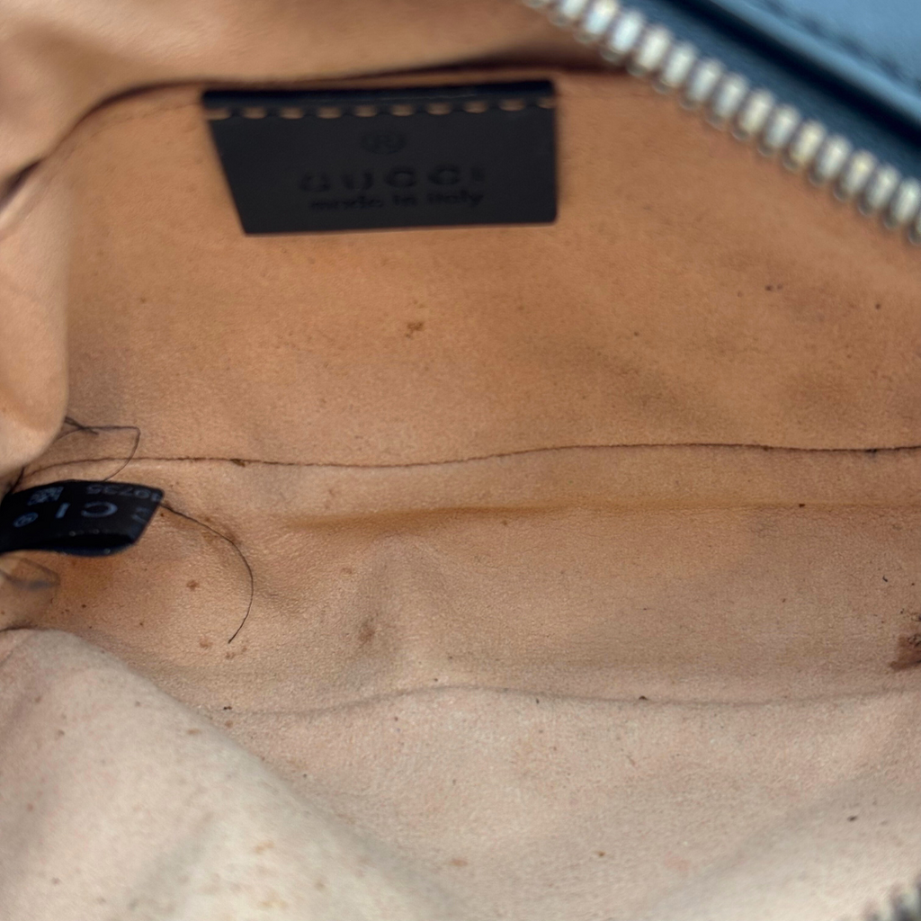 Gucci Black Leather Matelasse Oval Marmont Belt Bag