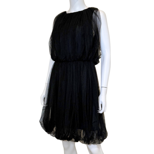 Lanvin Black Silk Lace & Nylon Dress, 38 (2005) (Vintage) (NWT)