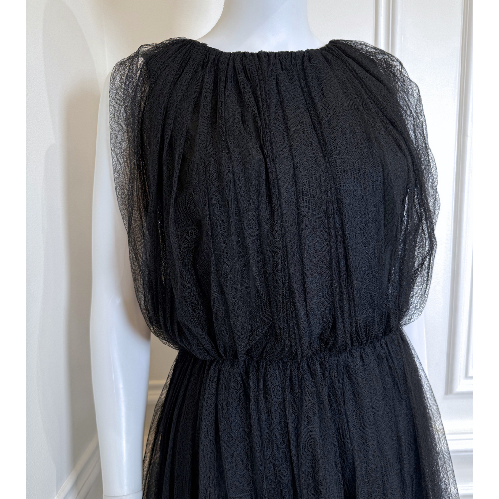 Lanvin Black Silk Lace & Nylon Dress, 38 (2005) (Vintage) (NWT)