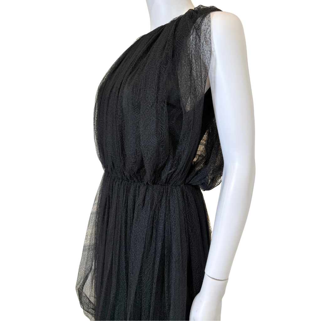 Lanvin Black Silk Lace & Nylon Dress, 38 (2005) (Vintage) (NWT)