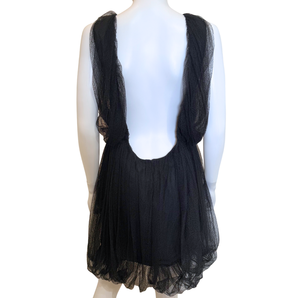 Lanvin Black Silk Lace & Nylon Dress, 38 (2005) (Vintage) (NWT)