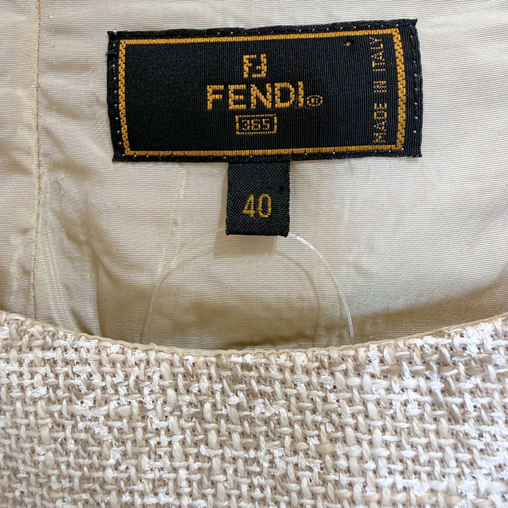 Fendi Cotton Wool Blend Burlap Dress, 40 (1990s)