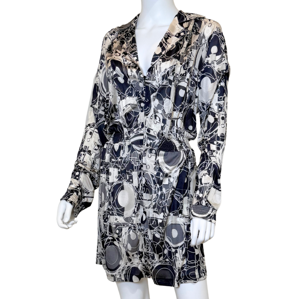 Chanel Black & White Abstract Print Dress, 38 (SS 2008) (AS IS)