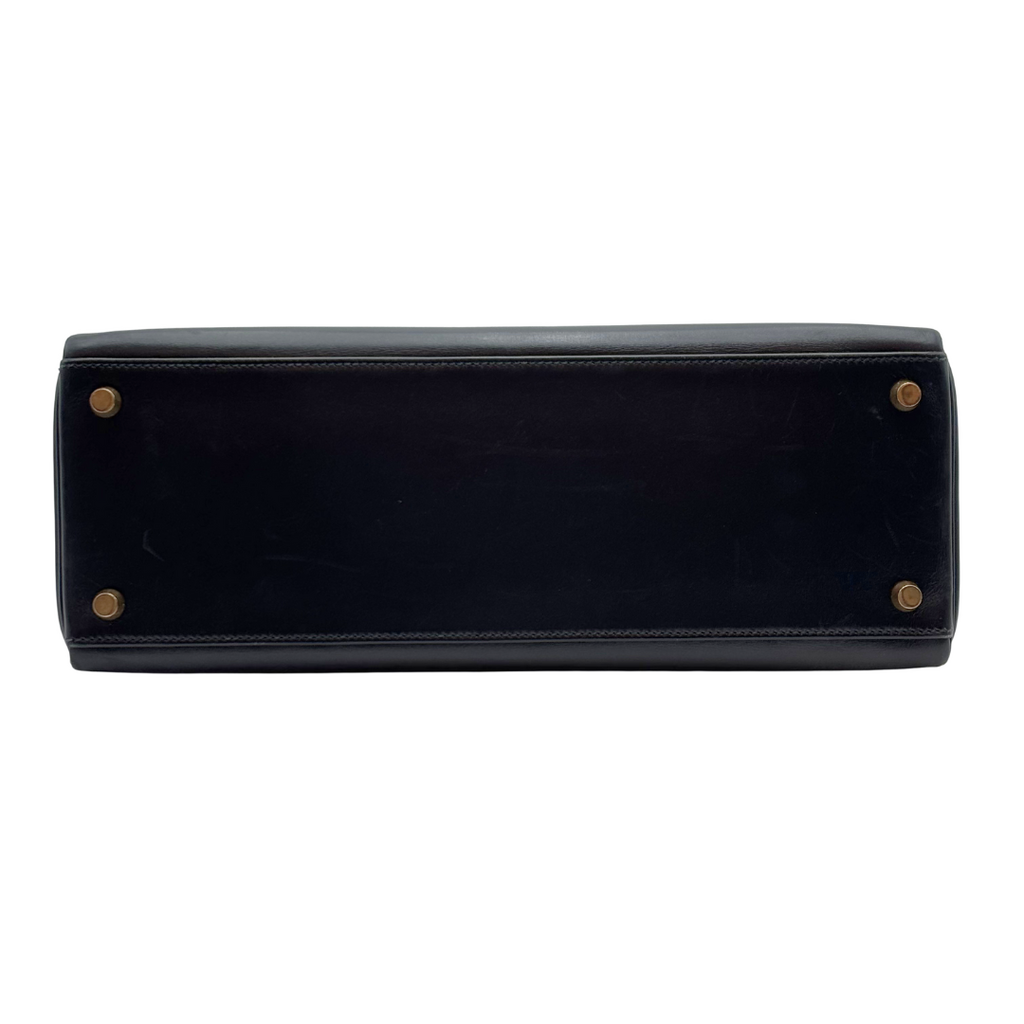 Hermès Kelly Navy Box Calf Retourne 32CM Gold HW (1995) (AS IS)