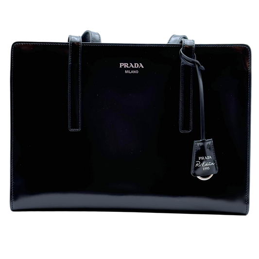 Prada Black Patent Leather Re-Edition Tote Bag (1995)