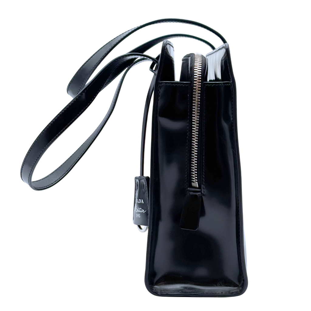 Prada Black Patent Leather Re-Edition Tote Bag (1995)