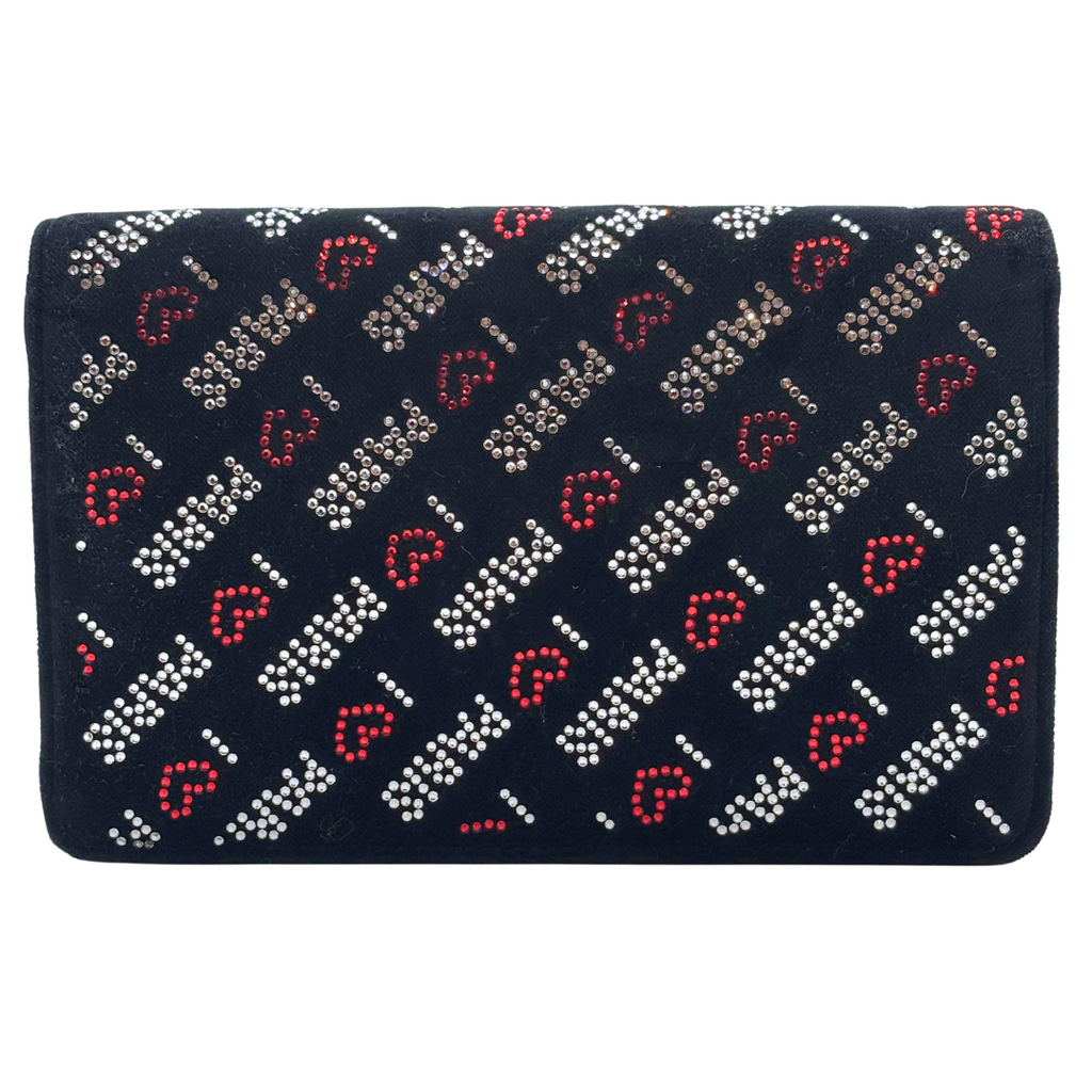 Balenciaga Black Velvet Rhinestone I Heart Paris Bag