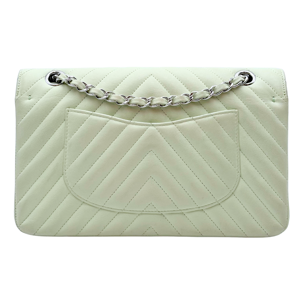 Chanel Mint Green Chevron Calfskin Medium Flap Bag
