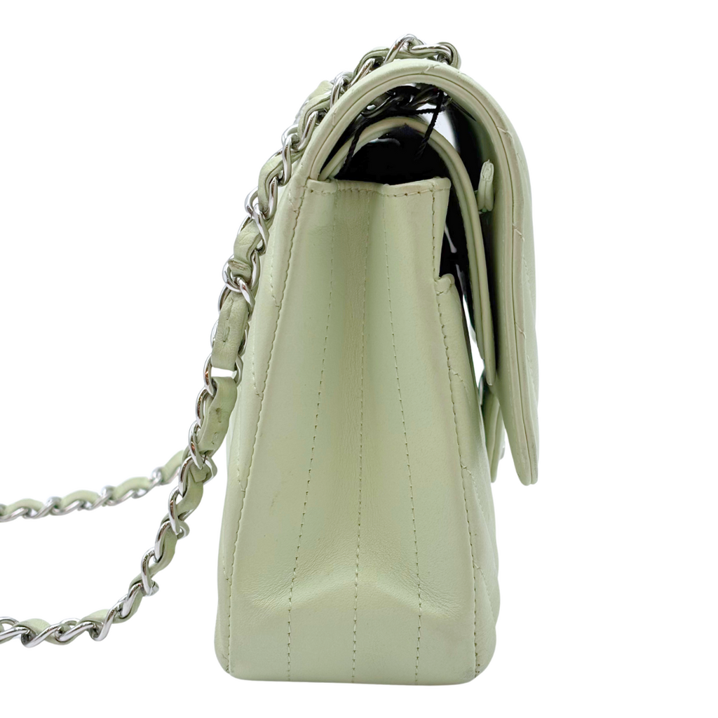Chanel Mint Green Chevron Calfskin Medium Flap Bag