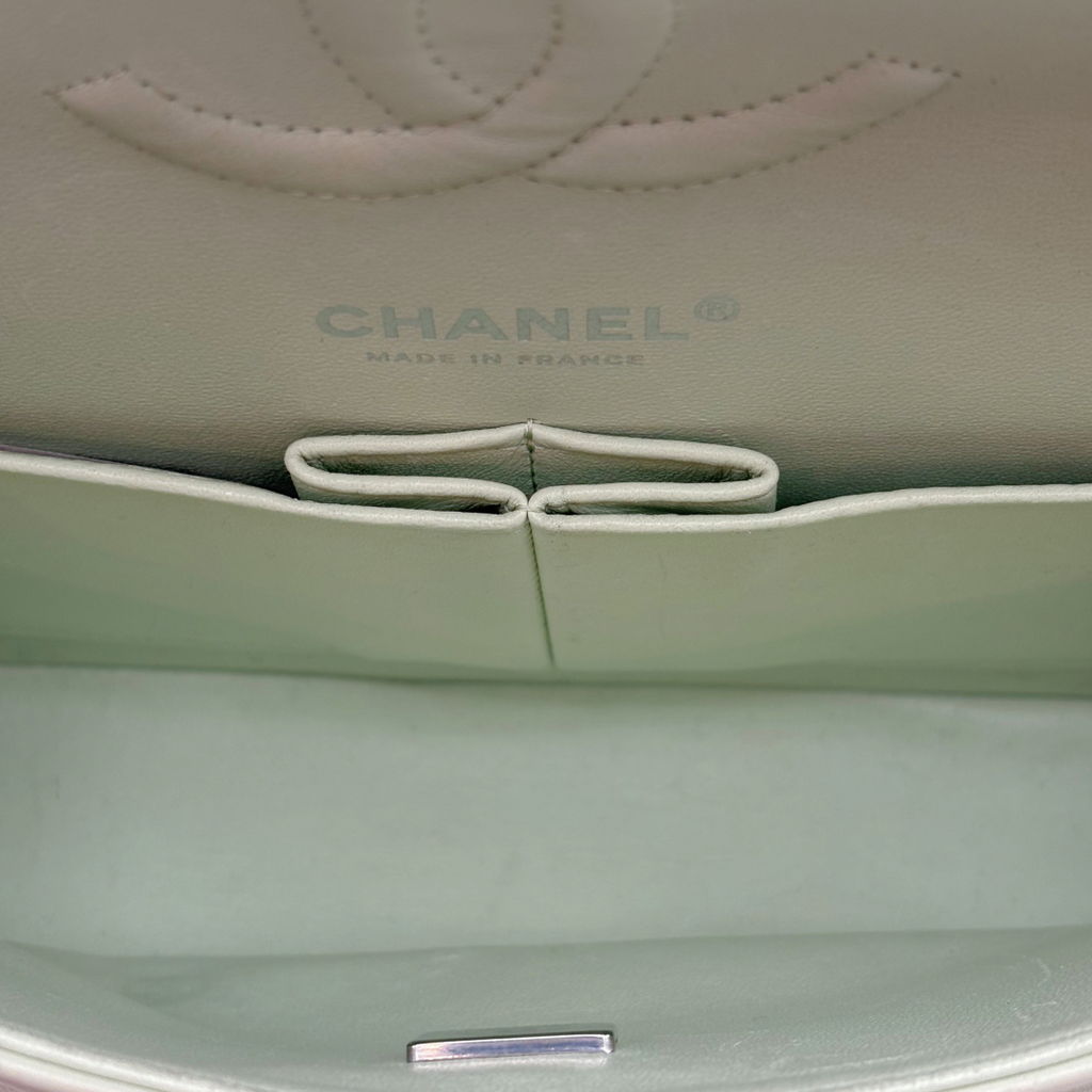 Chanel Mint Green Chevron Calfskin Medium Flap Bag