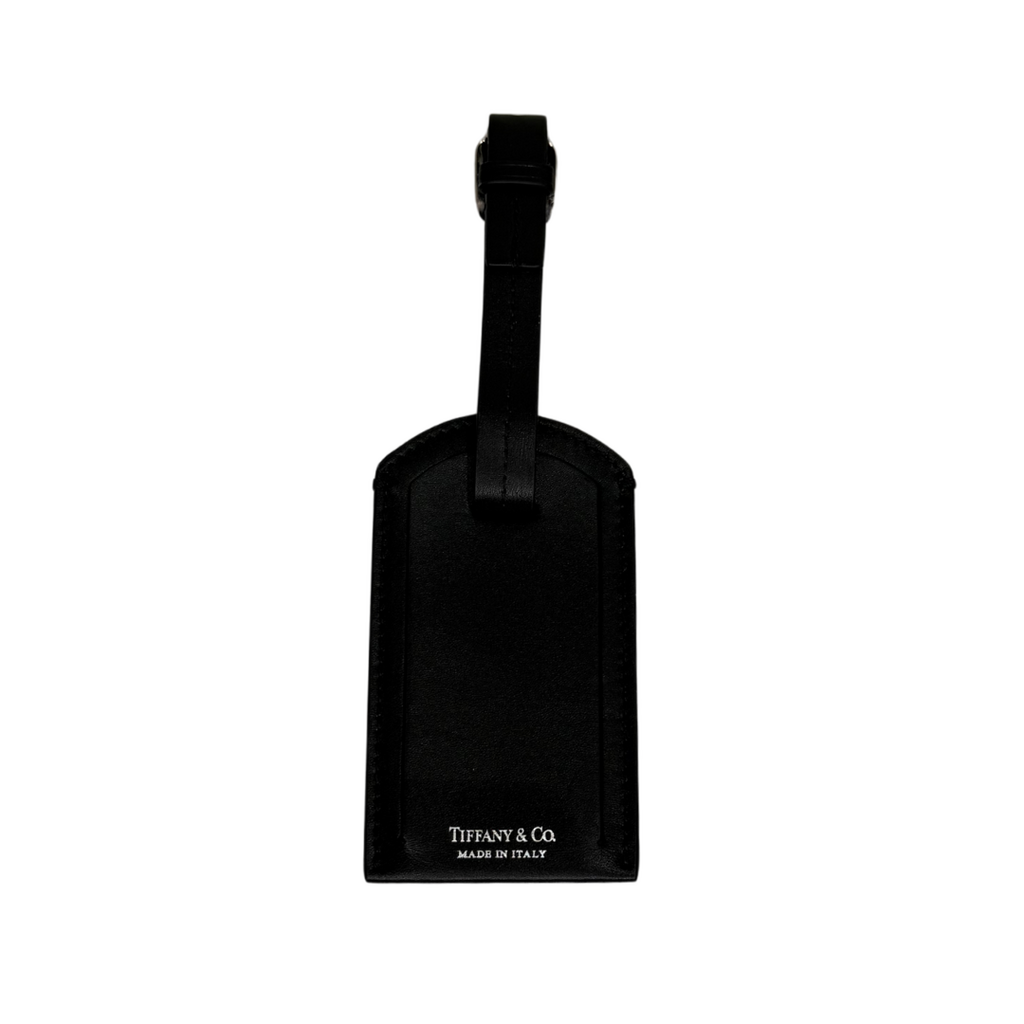 Tiffany & Co Black Leather Luggage Tag (full set)