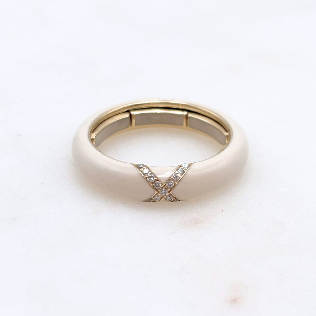 Bei Tesori White Enamel X Thin Ring