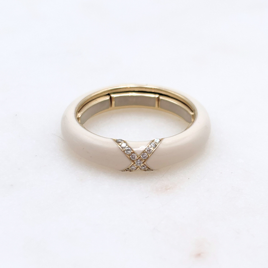 Bei Tesori White Enamel X Thin Ring