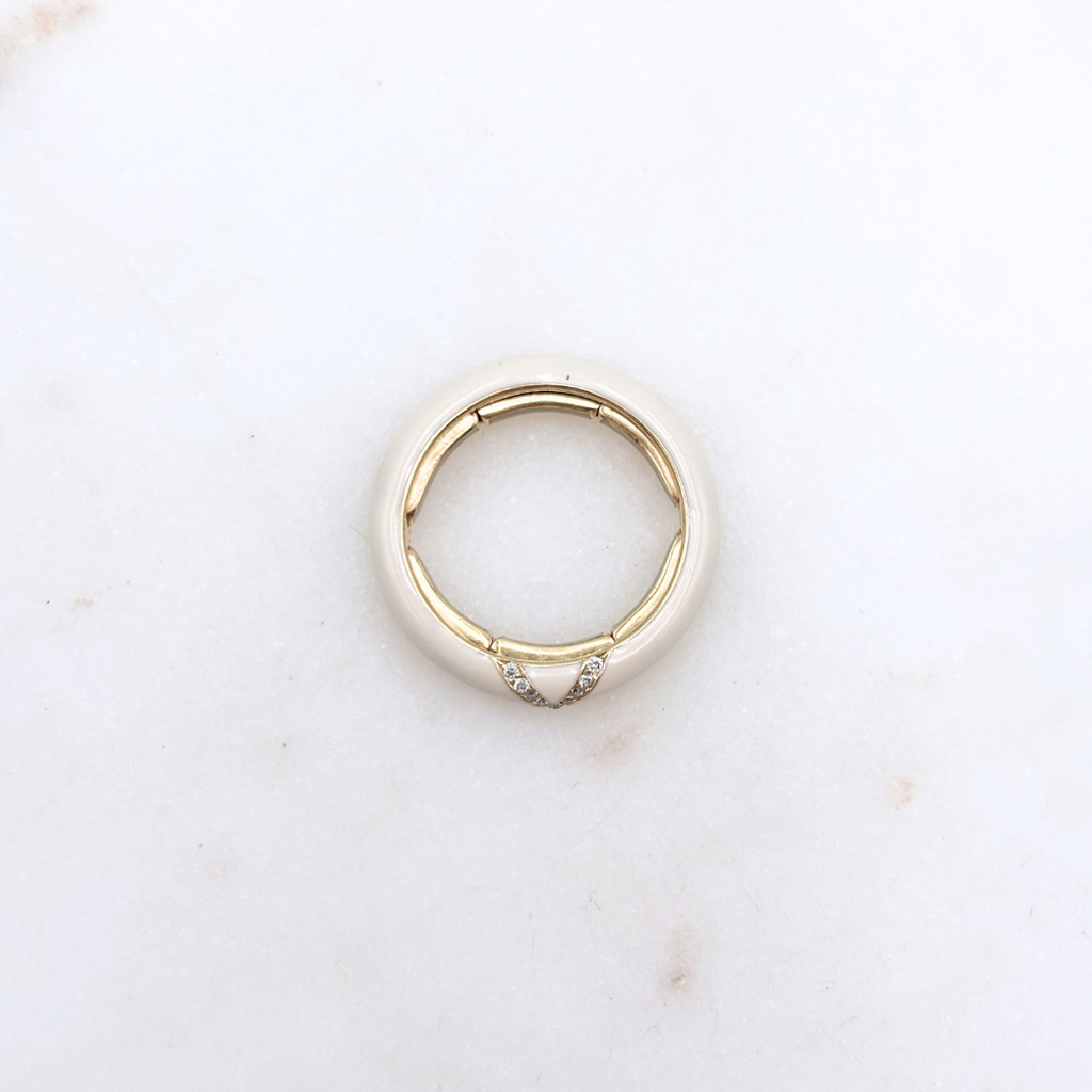 Bei Tesori White Enamel X Thin Ring